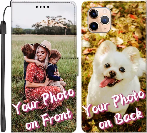Vista 2 de Funda de piel sintética con función atril y tapa abatible para LG G7 G8 ThinQ K40 K51 K61 K62 Stylo 5 6 V40 V50 V60 Velvet, personaliza la imagen