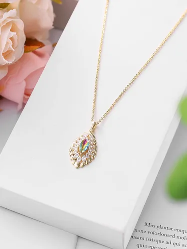 Vista 6 de Collar colgante ovalado de cristal para mujer, chapado en globo, bisutería