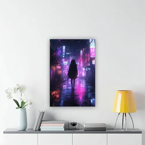 Vista 6 de XAHOR Anime Vaporwave Wall Decor – Retro Neon Urban Landscape – Cyberpunk Night City Poster Poster for Room Aesthetics Canvas Wall Art Poster And