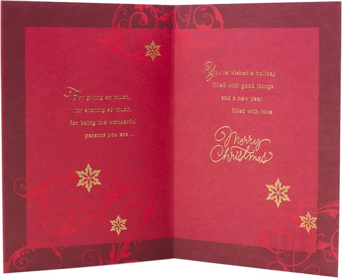 Vista 2 de Hallmark - Tarjeta navideña para mamá y papá (árbol rojo de papel de aluminio)