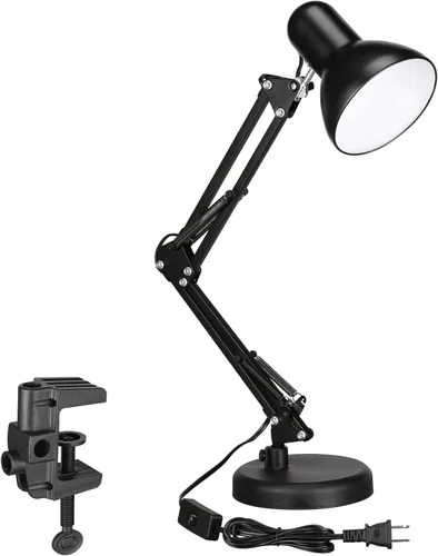 Vista 9 de TORCHSTAR Lámpara de escritorio de metal con abrazadera, brazo oscilante, lámpara de mesa ajustable de cuello de ganso para arquitecto, luces