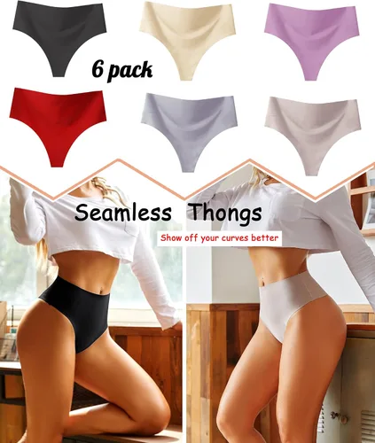 Vista 5 de Knowyou Tangas de cintura alta para mujer, ropa interior sin costuras para mujer, bragas sexys transpirables para mujeres, paquete de 6