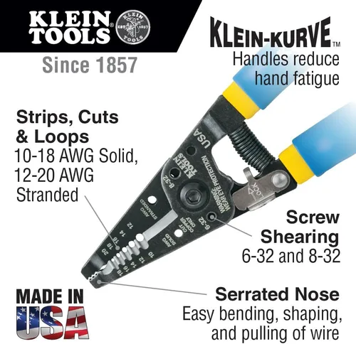 Vista 7 de Klein Tools 21010-6-SEN Cuchillas dentadas de caída libre, raspador, lima, corte de alambre con pelacables 11055