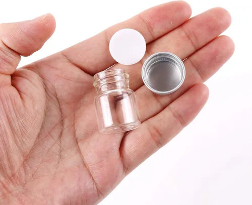 Vista 3 de MaxMau Mini botellas de vidrio con tapas de rosca de 0.2 fl oz, 24 juegos de tapas de metal superior de aluminio, frascos pequeños de 0.2 fl oz