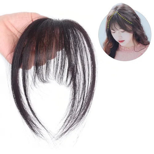 Vista 6 de Flequillo con clip en flequillo, flequillo 3D, clip de cabello realista, extensiones de cabello humano para mujer, extensiones de cabello para uso