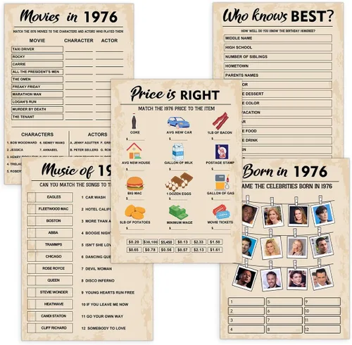 Vista 22 de QUPT Juegos de Fiesta de 30 Cumpleaños, Conjunto de 2 Actividades para 15 Invitados, Paquete de Juegos Nacidos en 1996, Suministros de Fiesta