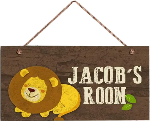 Vista 6 de XIUXZMM Cartel de elefante, letrero personalizado de bosque, nombre del niño, letrero de puerta para niños, decoración de pared de guardería