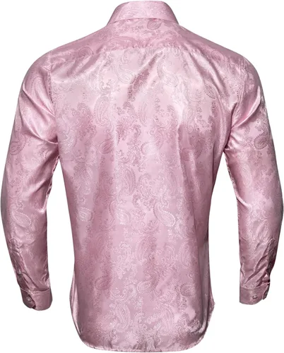 Vista 6 de Camisas de moda para hombre, camisa de vestir de manga larga con flores de cachemira de seda tejida para negocios, fiesta, diseño casual