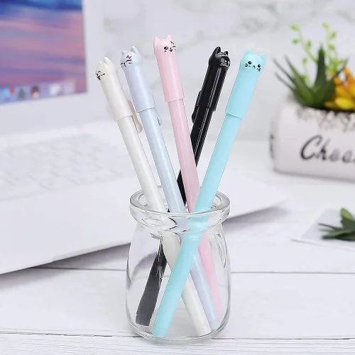 Vista 3 de sencoo Lindos bolígrafos kawaii para niñas, bolígrafos de gel de 0.020 in, bolígrafos de gel negros para suministros escolares de oficina (12 gatos)