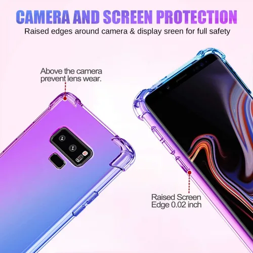 Vista 2 de Funda para Samsung Note 9, Galaxy Note 9 Cute Case Girls Women, Gradient Slim Anti Scratch Soft Clear TPU Funda a prueba de golpes para Samsung