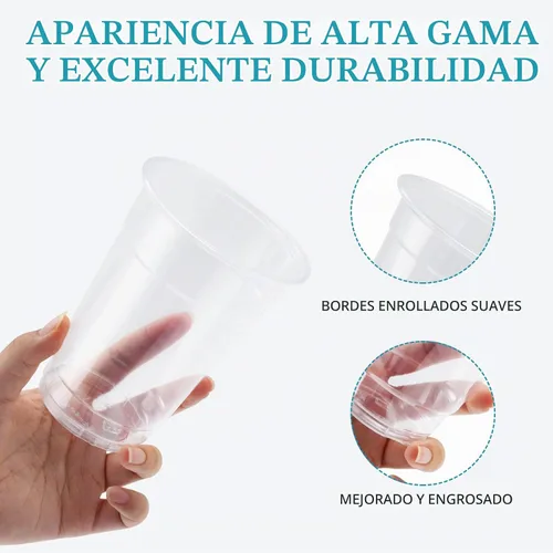 Vista 4 de Turbo Bee Paquete de 100 vasos de plástico transparente de 16 onzas, vasos desechables de plástico de cristal para fiesta para café helado, batido