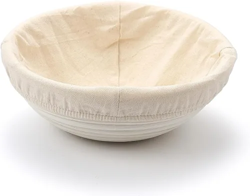 Vista 4 de Saint Germain Bakery Cesta Banneton de pan redondo prémium con forro – Cesta perfecta para hacer pan hermoso
