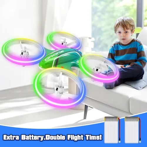 Vista 4 de Mini dron para niños principiantes, cuadricóptero RC con retención de altitud, giros 3D y luces LED