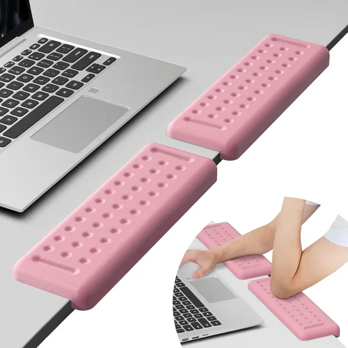 Vista 22 de Leolee Coderas de escritorio en forma de L para escritorio, reposabrazos de espuma viscoelástica negra para escritorio con base antideslizante