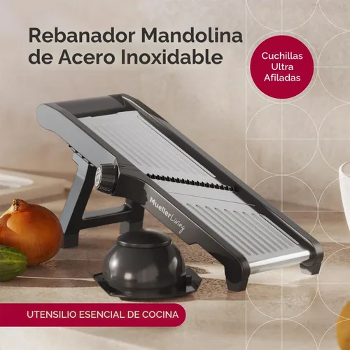 Vista 3 de MuellerLiving Mandoline Slicer para cocina, acero inoxidable, rebanar o corte juliana, picadora de verduras, rebanadora de frutas