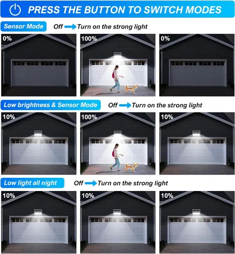 Vista 4 de JEJOT Paquete de 6 luces solares con sensor de movimiento para exteriores, impermeables, 270° de ángulo amplio, 3 modos, luces solares de pared