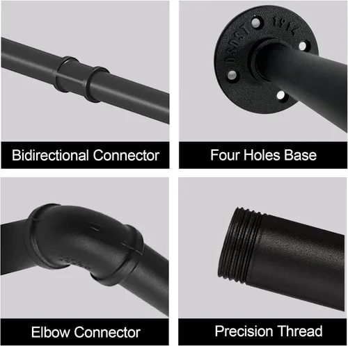 Vista 7 de Perchero industrial para ropa de tubería montado en la pared, resistente que ahorra espacio, barra de ropa desmontable multiusos para colgar, 24
