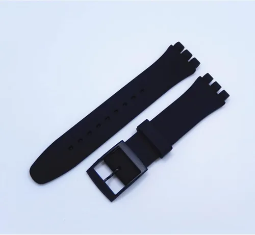 Vista 3 de Lijinlan Correa de silicona de repuesto para Swatch de 0.669 in, 0.748 in, 0.787 in, correa de reloj impermeable para Swatch Negro