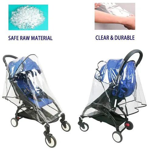 Vista 5 de Funda de lluvia universal para cochecito de bebé, cochecito de viaje compacto, impermeable, nieve, viento, protección contra el clima, EVA de grado