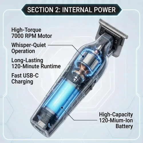 Vista 3 de 2299 Cortadora de pelo para hombres, kit de corte de pelo profesional inalámbrico para barbero, recargable por USB