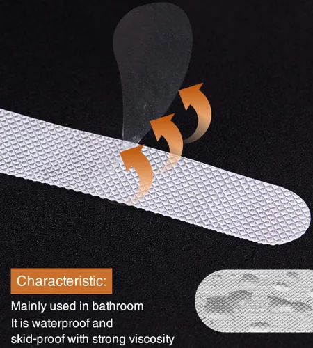 Vista 2 de Secopad 36 calcomanías antideslizantes para bañera, suelo de ducha antideslizantes con raspador premium