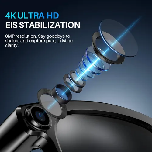 Vista 3 de Gafas inteligentes AI con cámara y video 4K de 8 MP, llamada Bluetooth