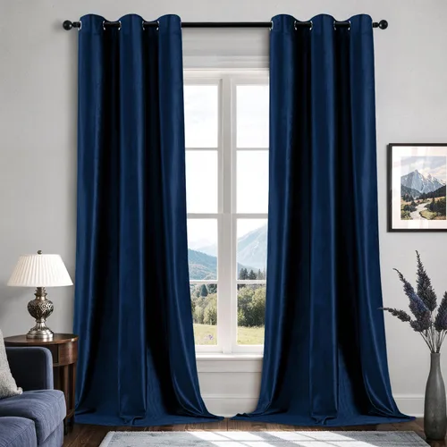 Vista 23 de EMEMA Cortinas de terciopelo negro, 2 paneles de 40 x 63 pulgadas de largo, bolsillo trasero para barra