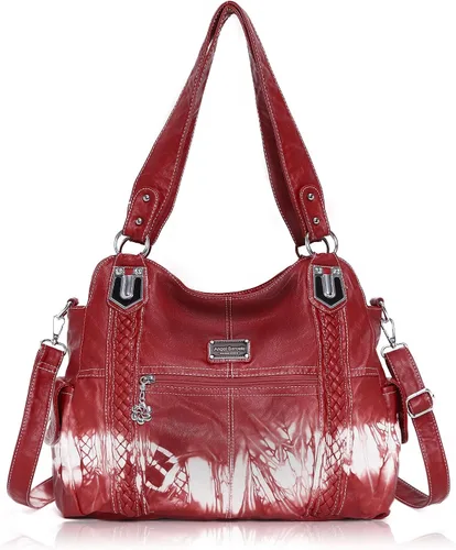 Vista 248 de Angel Barcelo - Bolsa de hombro amplia para mujer, diseño Hobo, cuero lavado