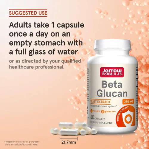 Vista 7 de Jarrow Formulas® Beta glucano, suplemento dietético, apoyo inmunológico para la salud inmunológica, 60 cápsulas, suministro para 60 días