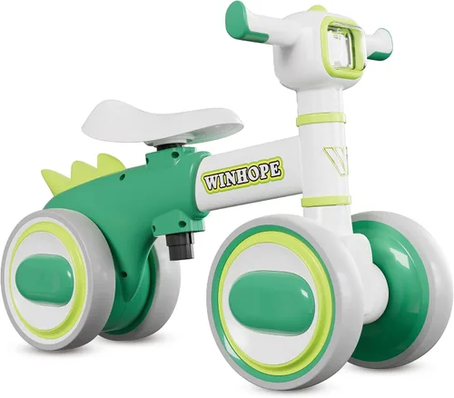 Vista 11 de WinHope Dinosaur Baby Balance Bike for 1 Year Old, Lights & Music Gris