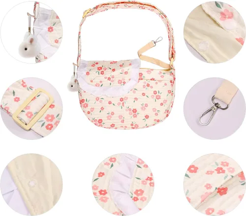 Vista 5 de Transportador floral para perros y gatos pequeños, 3-10 libras Floral rojo