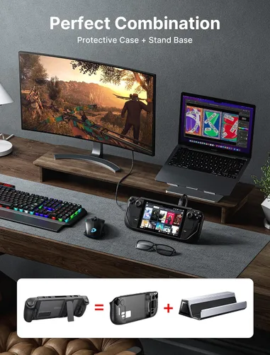 Vista 2 de JSAUX PC0104 ModCase para Steam Deck + PC0102 Steam Deck Case con Kickstand