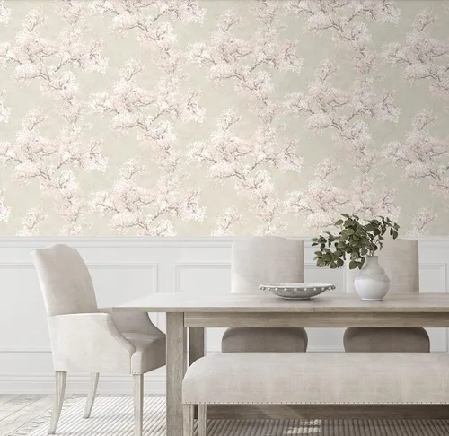 Vista 6 de NextWall Cherry Blossom Grove - Papel tapiz para despegar y pegar (pergamino y rosa)