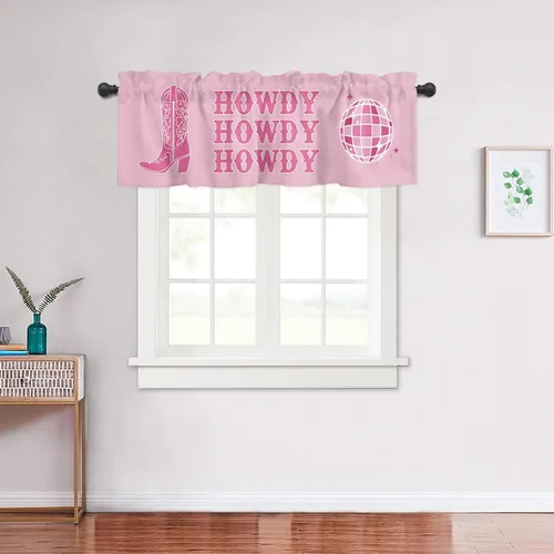 Vista 5 de Cenefa de ventana de Navidad para cocina, sala de estar, cortina de ventana temática de vaqueras para dormitorio, baño, cenefa de ventana Howdy