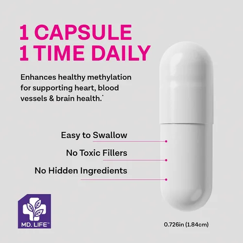 Vista 4 de MD. Life L-metilfolato de 15 mg - Suplemento de folato activo - Suplemento de máxima resistencia diseñado por el médico 5 Mthf L-metilfolato 15 mg