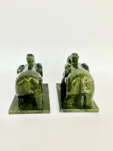Vista 4 de Figura de elefante de jade natural verde colección tallada a mano artes animal tallado encanto tótem figura hecha a mano decoración del hogar
