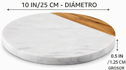 Vista 2 de Tabla de mármol blanco - Tabla de quesos Bandeja de madera de acacia para charcutería, queso, carnes, frutas, galletas Tabla de cortar, bandeja