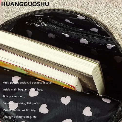 Vista 6 de HUANGGUOSHU Mochila de algodón tejida de algodón bohemio con bordado de lona estilo bohemio con múltiples bolsillos retro linda mochila cartera