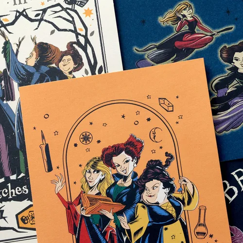 Vista 5 de Hallmark Hocus Pocus - Surtido de tarjetas de Halloween, Sanderson Sisters (16 tarjetas y sobres)