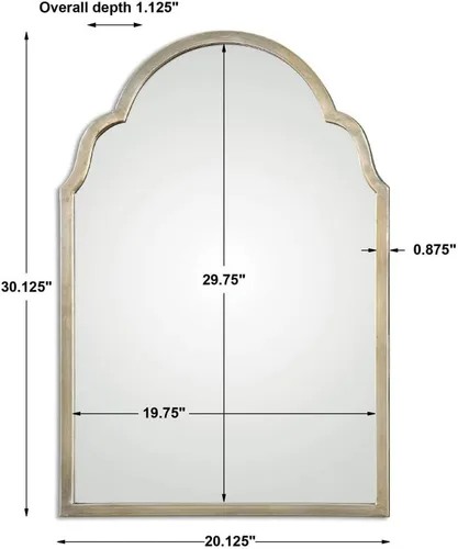 Vista 5 de Brayden Petit - Espejo de pared con arco plateado de 20 1/4 pulgadas x 30 1/4 pulgadas