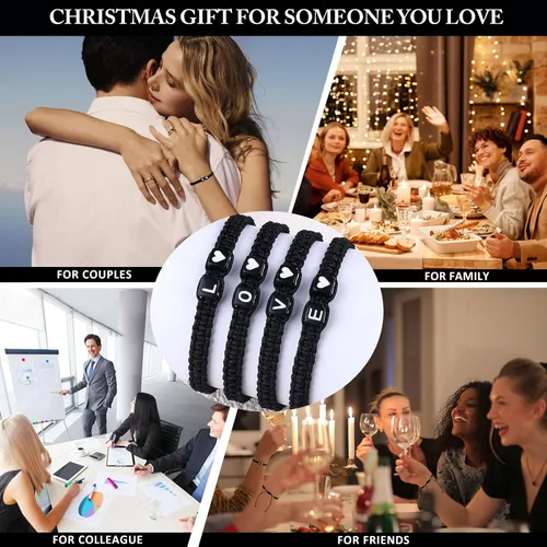 Vista 4 de Regalos para el día del padre, pulseras a juego para parejas, pulsera con letra inicial para hombres y mujeres, bonitos regalos de aniversario