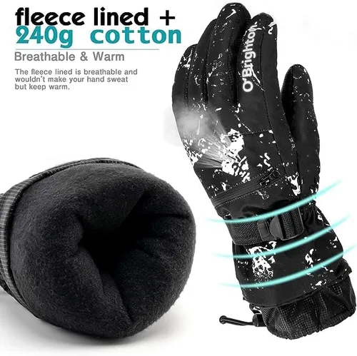 Vista 4 de Guantes de esquí para hombres y mujeres, guantes térmicos de invierno para pantalla táctil, impermeables, guantes de nieve para snowboard, esquí