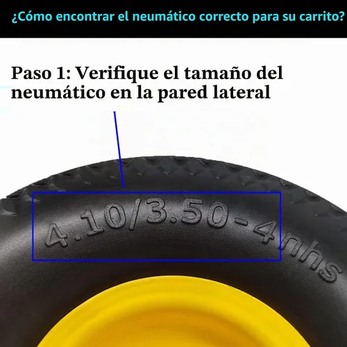 Vista 3 de Neumático Antipinchazos 4.10/3.50-4 para Carretilla de Mano con Orificio de Eje de 3/4", Desplazamiento de 2.2", Neumático Sólido de Repuesto de 10