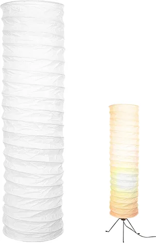Vista 9 de Uonlytech Pantalla de lámpara de pie de papel, estilo nórdico, cubierta de luz de mesa, protector de lámpara de barril para el hogar, hotel, mesita