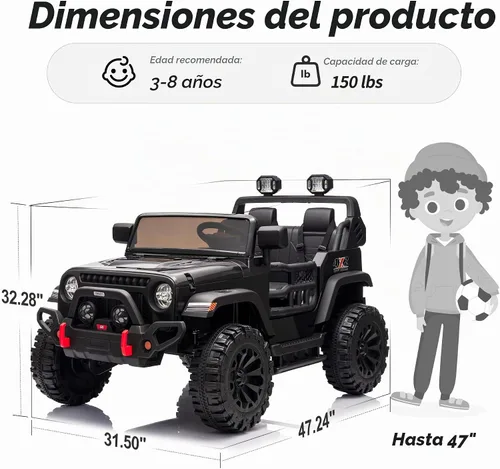 Vista 9 de Hikiddo - Coche eléctrico de 2 plazas, juguete eléctrico de 12 V para niños grandes de 4 a 8 años