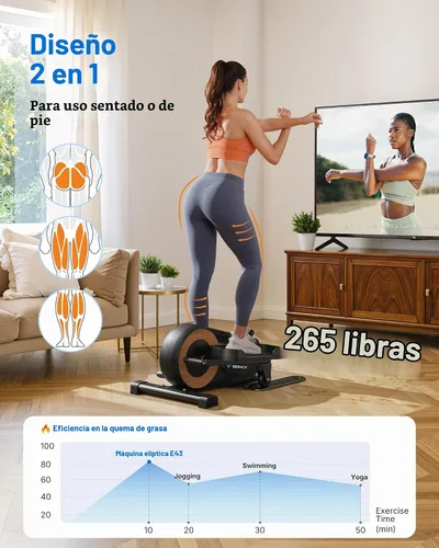 Vista 2 de Sitting Under Desk Elliptical Machine, Leg Exerciser While Sitting for Seniors, Seated Pedal Exerciser, Quiet & Portable Pedal Exerciser with 8