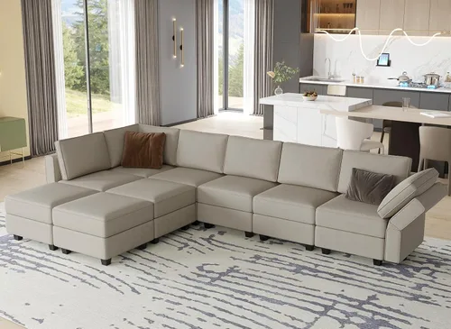 Vista 9 de Belffin Sofá modular en forma de U de gran tamaño con tumbonas dobles reversibles de terciopelo con almacenamiento, color negro