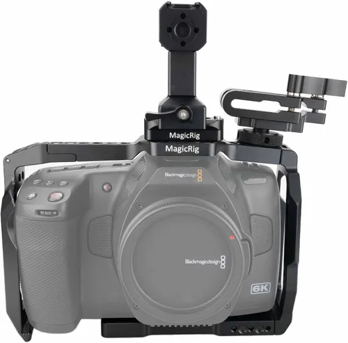 Vista 2 de BMPCC 6K Pro y 6K G2 Kit de jaula completa, con mango superior, riel NATO y soporte SSD T5, para cámara de cine Blackmagic Design Pocket 6K Pro y 6K