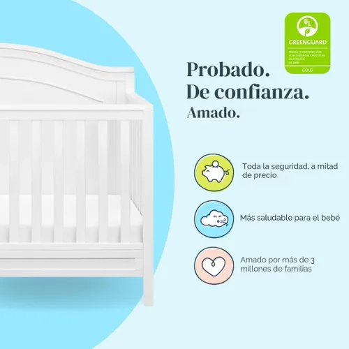 Vista 4 de DaVinci Charlie Cuna convertible 4 en 1, certificado GREENGUARD Blanco