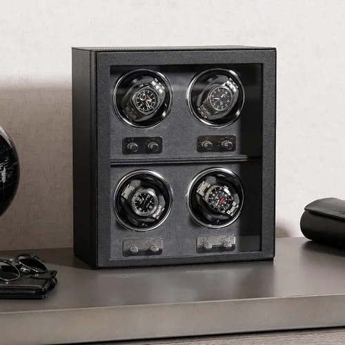Vista 4 de ROTHWELL Bobinadora de 4 relojes para relojes automáticos con motor silencioso con múltiples velocidades y ajustes de rotación (negrogris)